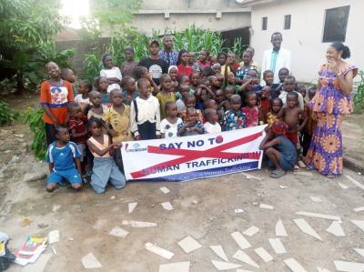 Blue North Initiative creating awareness amongst children in Gede community, Nasarawa State, who have no access to formal education  but are being home schooled by a pastor
